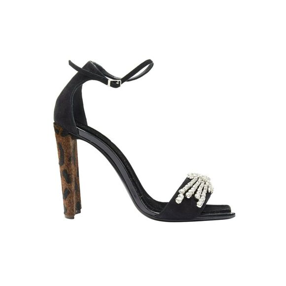 Giuseppe Zanotti 2017 Sabine Black Suede Crystal Embellished Leopard Sandal Eu39 - Picture 2 of 7